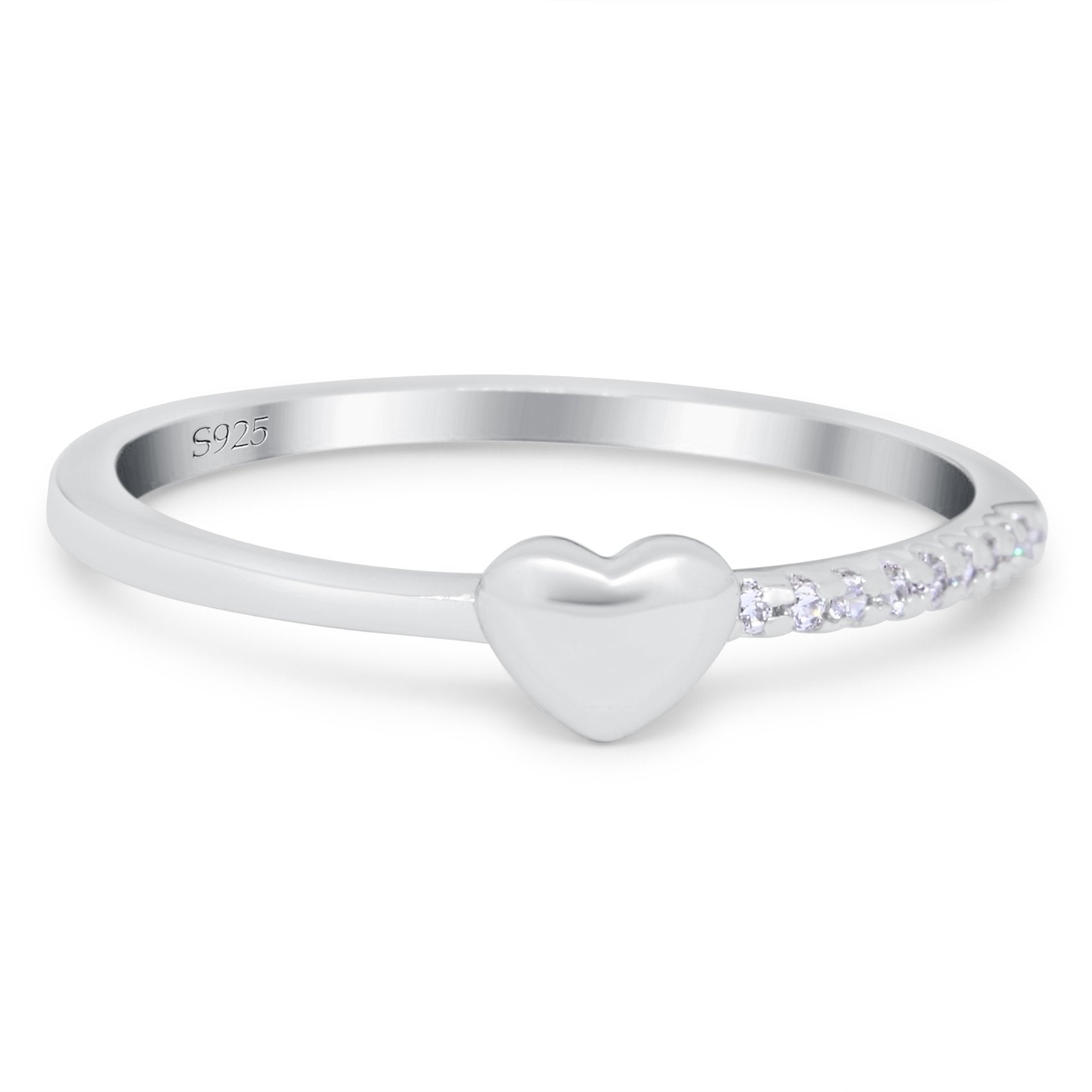 thumbnail image 2 of 7mm Heart Promise Ring - 3 Stone Simulated Cubic Zirconia In 925 Sterling Silver 2 of 14
