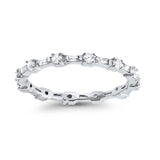 Full Eternity Wedding Ring Baguette Round Simulated CZ 925 Sterling Silver