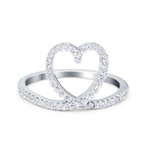 Heart Eternity Stackable Wedding Band Ring Simulated Cubic Zirconia 925 Sterling Silver