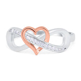 Infinity Two-Tone Heart Promise Ring Round Eternity Simulated CZ 925 Sterling Silver (8mm)