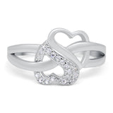 Infinity Double Heart Promise Ring Simulated Cubic Zirconia 925 Sterling Silver