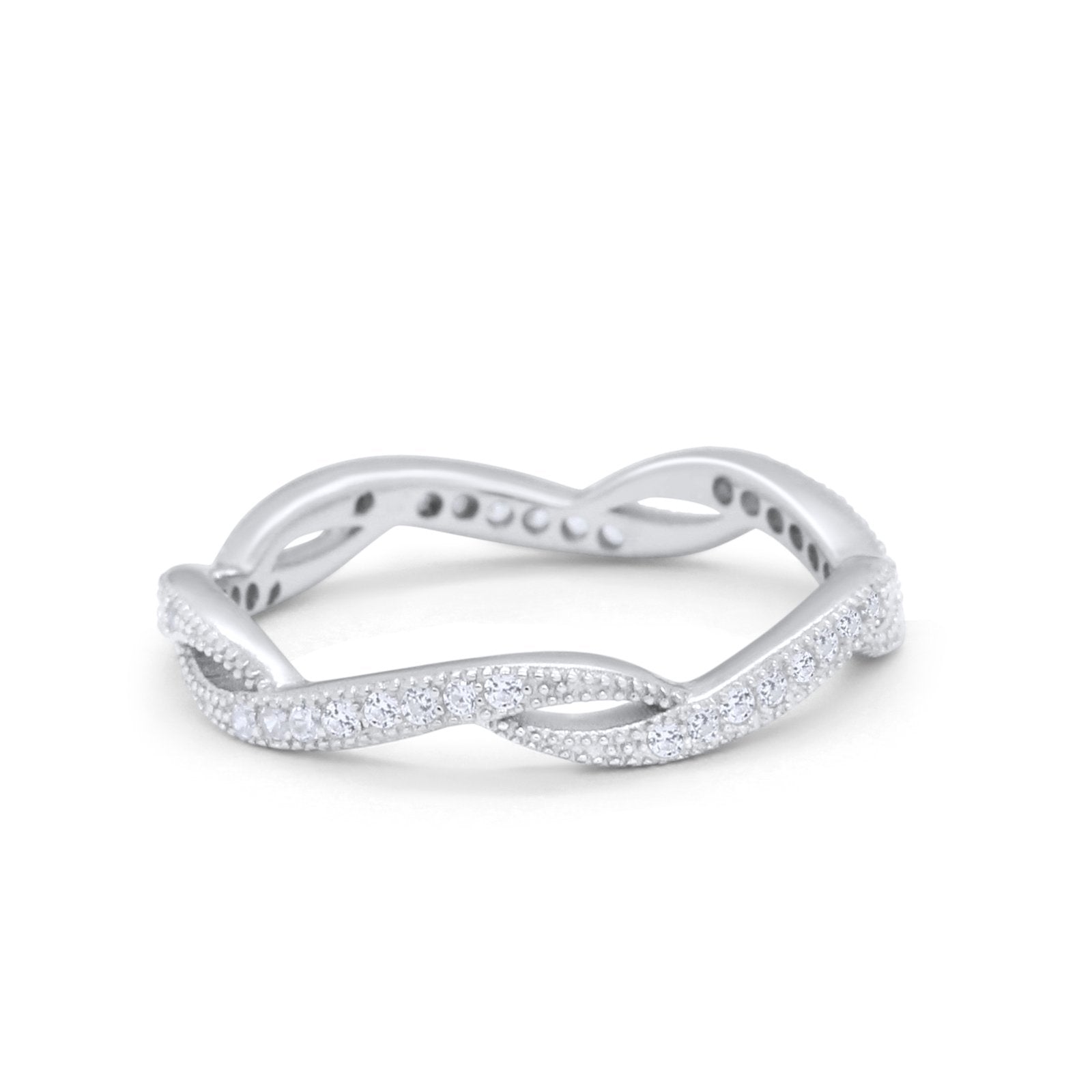 Twisted Wedding Ring Simulated CZ 925 Sterling Silver