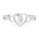 Infinity Shank Heart Promise Ring Simulated Cubic Zirconia 925 Sterling Silver (9mm)