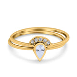 Teardrop Ring Band Piece Bridal Set Pear Yellow Tone, Simulated Cubic Zirconia 925 Sterling Silver