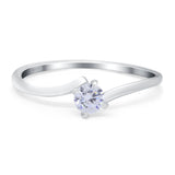 Bypass Solitaire Wedding Ring Round Simulated Cubic Zirconia 925 Sterling Silver