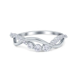 Infinity Crisscross Band Eternity Ring Round Simulated CZ 925 Sterling Silver