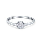 Petite Dainty Thumb Ring Pave Round Simulated Cubic Zirconia 925 Sterling Silver