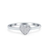 Heart Promise Ring Pave Round Simulated Cubic Zirconia 925 Sterling Silver