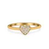 Heart Promise Ring Pave Round Yellow Tone, Simulated Cubic Zirconia 925 Sterling Silver
