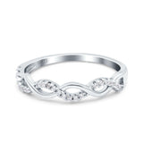 Half Eternity Twist Band Round Simulated Cubic Zirconia 925 Sterling Silver