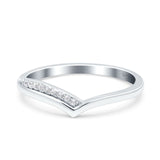 V Shape Engagement Band Eternity Ring Round Simulated Cubic Zirconia 925 Sterling Silver