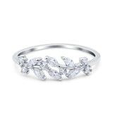 Petite Dainty Marquise Eternity Wedding Ring Simulated Cubic Zirconia 925 Sterling Silver