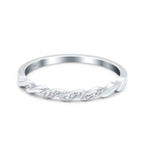 Twist Infinity Shank Ring Wedding Eternity Band Simulated Cubic Zirconia 925 Sterling Silver