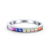 Multiple Color Eternity Ring Wedding Band Princess Simulated CZ 925 Sterling Silver (2.8mm)