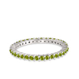 Full Eternity Wedding Round Simulated Peridot CZ Ring 925 Sterling Silver