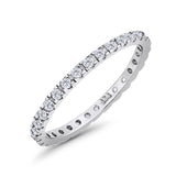 Stackable Ring Round Eternity Simulated Cubic Zirconia 925 Sterling Silver