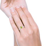 Art Deco Oval Engagement Ring Simulated Peridot CZ 925 Sterling Silver