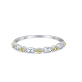 Half Eternity Wedding Band Round Simulated Yellow CZ 925 Sterling Silver