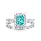 Radiant Cut Engagement Piece Ring Simulated Paraiba Tourmaline 925 Sterling Silver