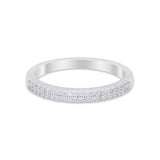 Curved Wedding Thumb Eternity Ring Double Row Pave Simulated CZ 925 Sterling Silver