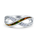 Infinity Ring Lab Created Black Opal Round Simulated Cubic Zirconia 925 Sterling Silver