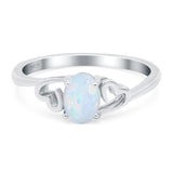 Art Deco Oval Engagement Bridal Ring Lab Created White Opal 925 Sterling Silver