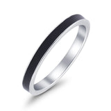 Full Eternity Stackable Wedding Band Ring Simulated Black Enamel 3mm 925 Sterling Silver