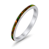Full Eternity Stackable Band Ring Lab Created Black Opal 925 Sterling