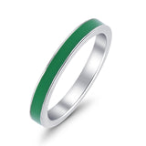 Full Eternity Stackable Wedding Band Ring Simulated Green Enamel 3mm 925 Sterling Silver