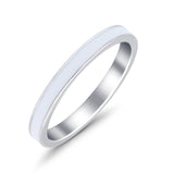 Full Eternity Stackable Wedding Band Ring Simulated White Enamel 3mm 925 Sterling Silver