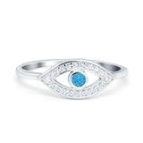 Evil Eye Ring Round Lab Opal Lab Created Blue Opal 925 Sterling Silver