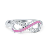 Infinity Ring Crisscross Lab Created Pink Opal 925 Sterling Silver