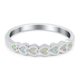 Sideways Heart Eternity Band Lab Created White Opal Band 925 Sterling Silver