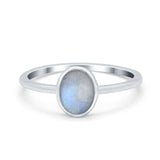 Solitaire Oval Thumb Ring Simulated Moonstone CZ Stone 925 Sterling Silver