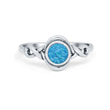 Celtic Trinity Rings Lab Created Blue Opal Infinity Shank 925 Sterling Silver