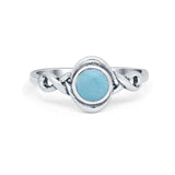 Celtic Trinity Ring Simulated Larimar CZ Infinity Shank 925 Sterling Silver