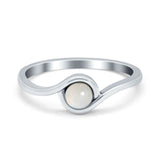 Swirl Petite Dainty Solitaire Ring Simulated Moonstone CZ 925 Sterling Silver