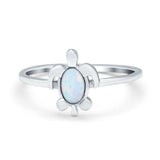 Turtle Ring Lab Created White Opal 925 Sterling Silver