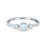 Fashion Style Band Ring Round Lab Created White Opal 925 Sterling Silver