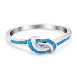 Knot Ring Band Lab Created Blue Opal 925 Sterling Silver (7mm)