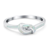 Knot Ring Band Lab Created White Opal 925 Sterling Silver (7mm)