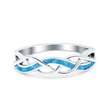 Criss Cross Ring Band Lab Created Blue Opal 925 Sterling Silver (5mm)