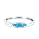 Simple Ring Band Lab Created Blue Opal 925 Sterling Silver (3.5mm)