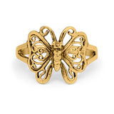 Yellow Tone, 925 Sterling Silver Heart Filigree Butterfly Ring Wholesale