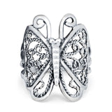 925 Sterling Silver Oxidized Finish Filigree Butterfly Ring Band Wholesale