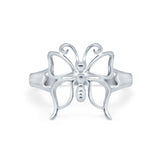 925 Sterling Silver Polished Split Shank Butterfly Band Ring Wholesale