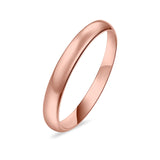 Rose Tone, Wedding Band Ring Round 925 Sterling Silver (3MM)