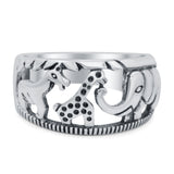 Animals Oxidized Band Solid 925 Sterling Silver Thumb Ring (10mm)