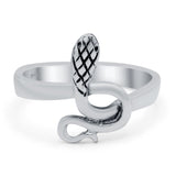 Snake Oxidized Band Solid 925 Sterling Silver Thumb Ring (14mm)