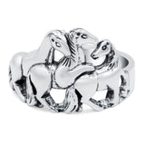 Horse Oxidized Band Solid 925 Sterling Silver Thumb Ring (14mm)
